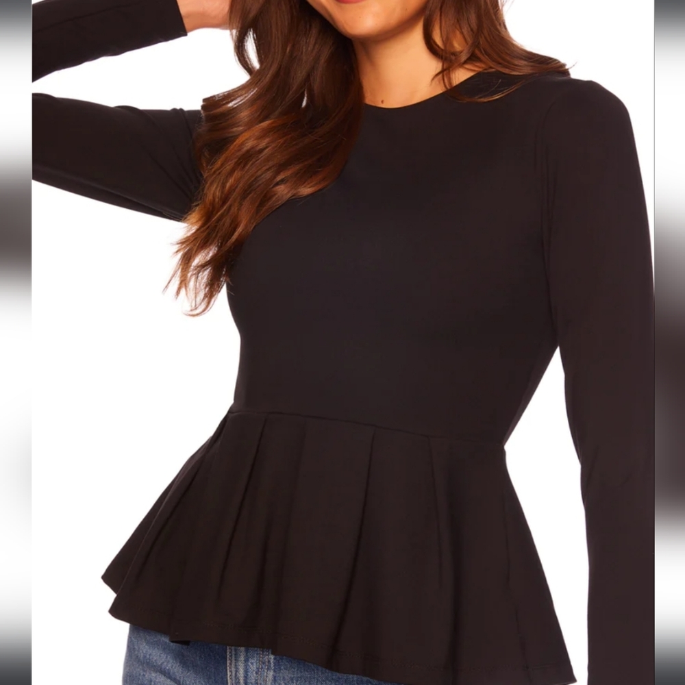 Long Sleeve Crew peplum Top